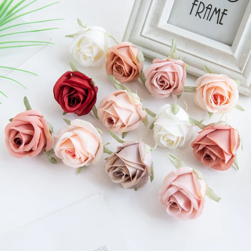 Elegant Silk Rose Heads